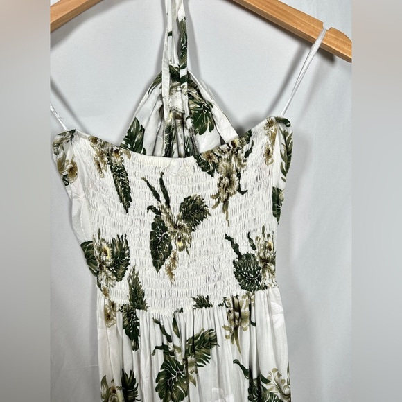 Sunny Island Hawaii Womens Halter Tropical Rayon Dress Green Ivory Size 2XL - Picture 12 of 14